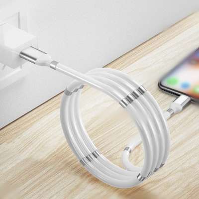 Self Winding Super Magnetic Charging Cable Type C Micro 8Pin USB Cable 2.4A Fast Charging Cable for Mobile Phone